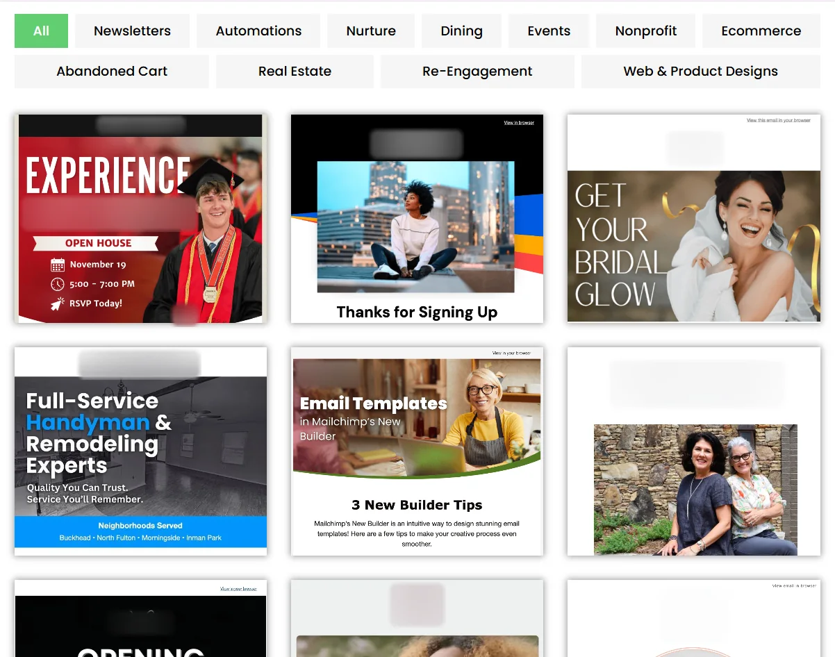 Filterable portfolio grid with category tabs